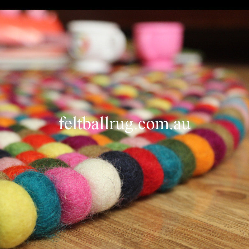 Multi Coloured Felt Ball Rug - Felt Ball Rug Australia - 4