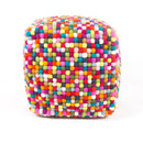 Multi Colored Cube Felt Ball Ottoman Pouf - Felt Ball Rug Australia - 2