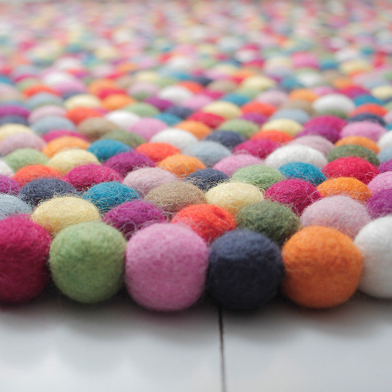 Multicoloured Felt Ball Rug