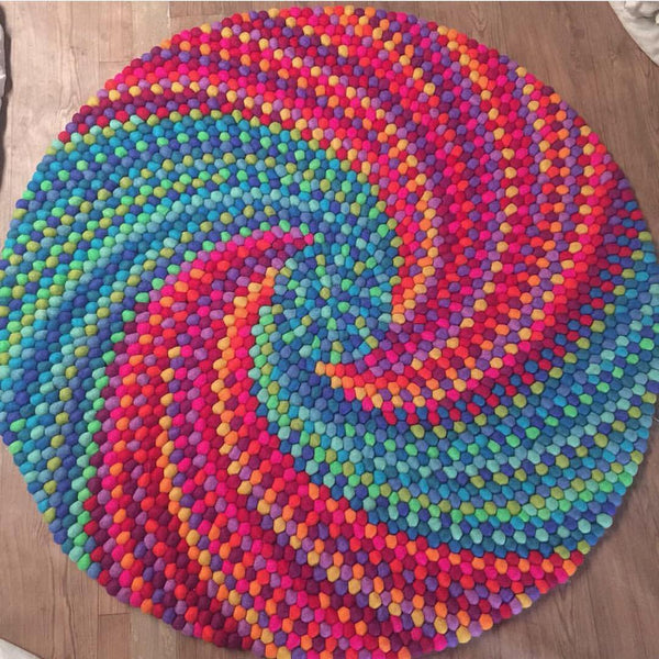 Round Felt Ball Rug - Handmade Under Fairtrade Act. – Felt Ball Rug ...
