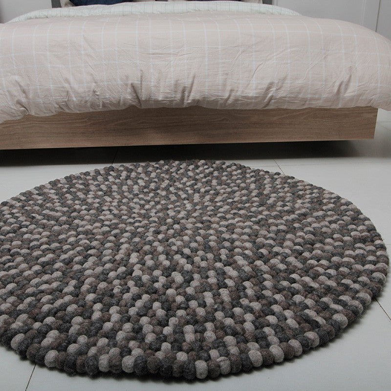 Natural Grey Felt Ball Rug Felt Ball Rug Australia