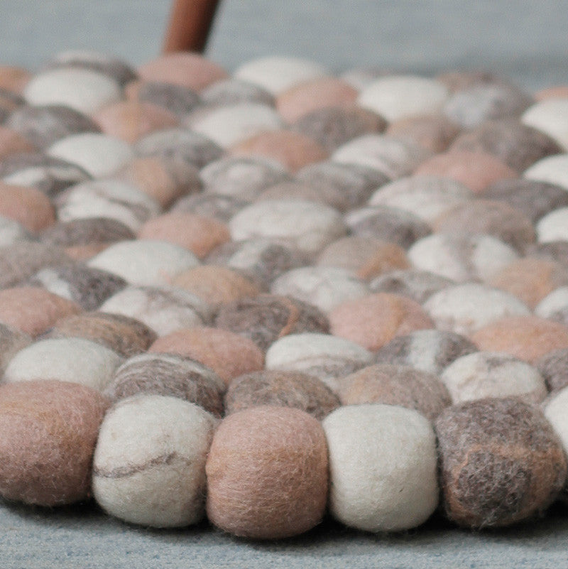 Chocolate Pebble Felt Ball Rug - Felt Ball Rug Australia