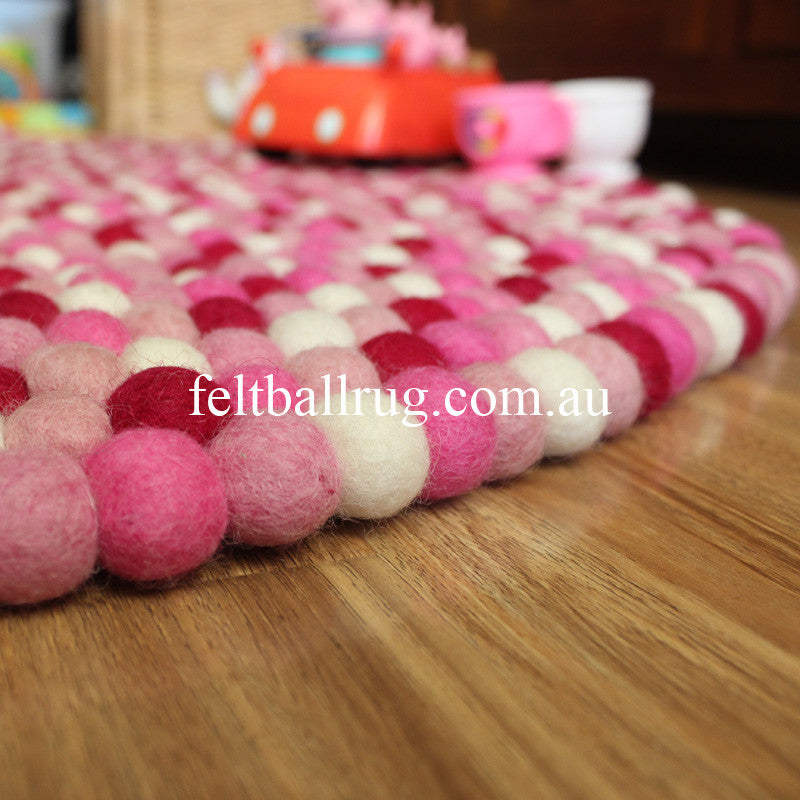 Pretty Pink Felt Ball Rug - Felt Ball Rug Australia - 3