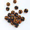 Polka Dot Swirl Felt Balls Orange On Black