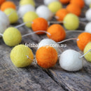 Felt Ball Garland Orange White And Yellow - Felt Ball Rug Australia - 2