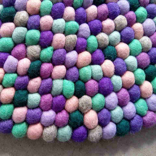 Purple Mint Felt Ball Rug