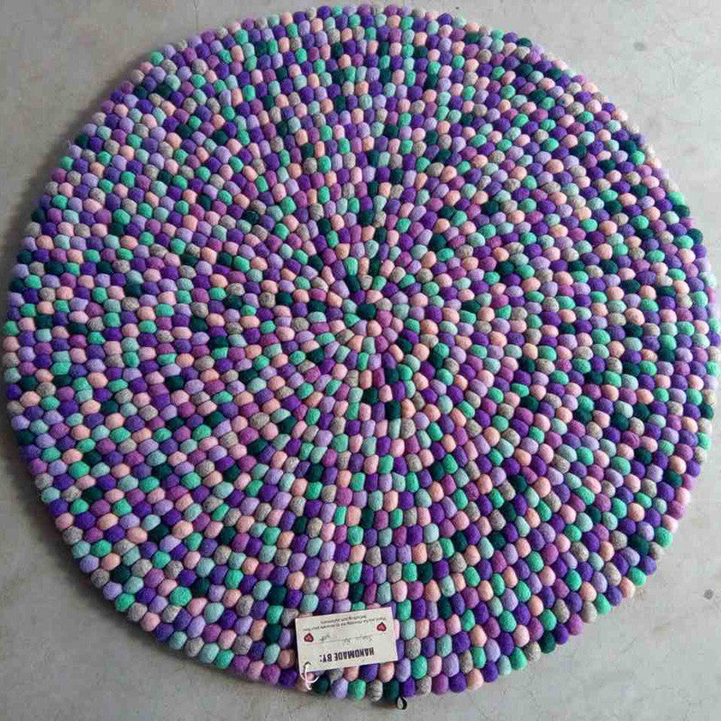Purple Mint Felt Ball Rug