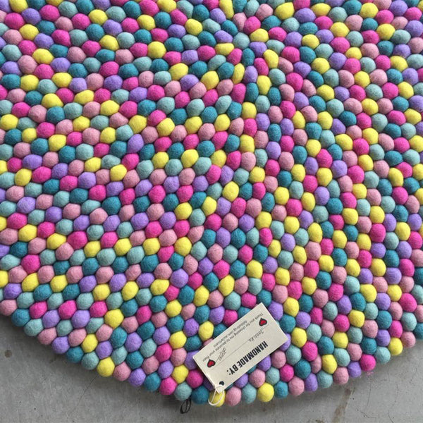 Rainbow sprinkles felt ball rug
