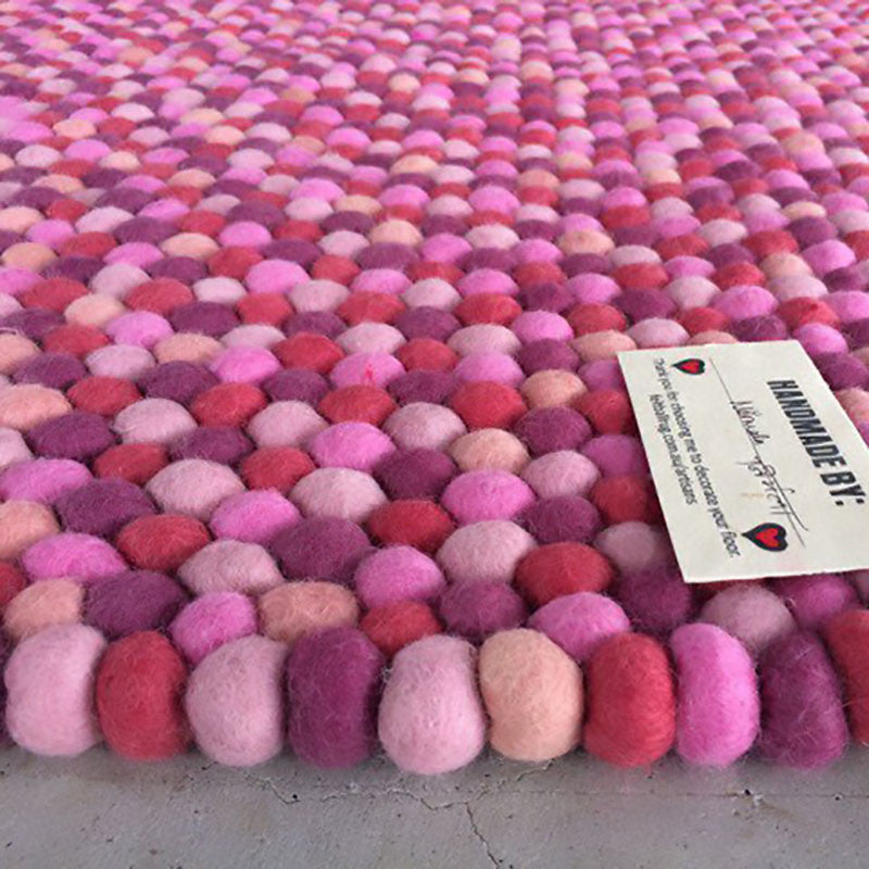 Raspberry Swirl Rug Raspberry Sorbet Rectangle Felt Ball Rug - Australia – Felt Ball Rug ...