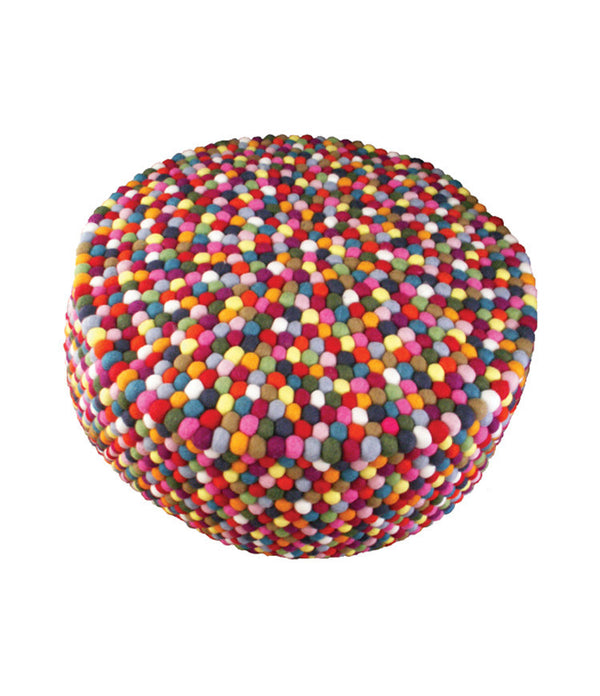 Multicolored Felt Ball Ottoman Pouf - Felt Ball Rug Australia - 1