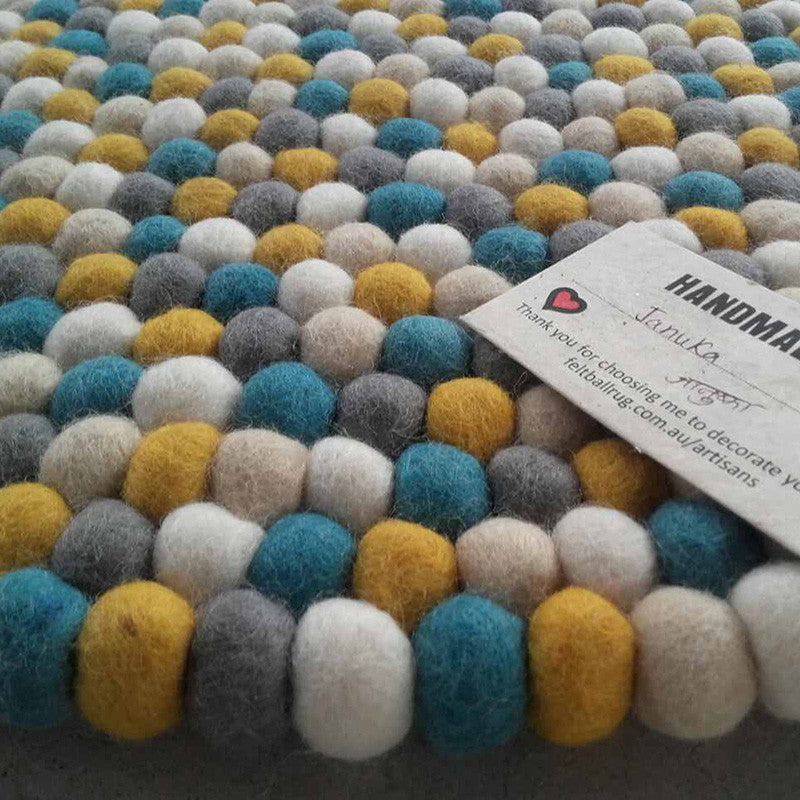 Ball Rug Summer Sunshine Felt Ball Rug - Felt Ball Rug Australia